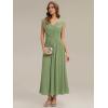 image:imageEverPretty Womens VNeck Sleeveless Ruched Waist ALine Midi Knit Wedding Guest Dress Semi Formal Dress 02734Sage Green