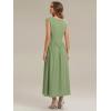 image:imageEverPretty Womens VNeck Sleeveless Ruched Waist ALine Midi Knit Wedding Guest Dress Semi Formal Dress 02734Sage Green