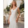 image:imageEverPretty Womens VNeck Sleeveless Sequin Lace Wedding Dress Train Length Mermaid Bridal Gown with Train 02763White