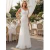 image:imageEverPretty Womens VNeck Sleeveless Sequin Lace Wedding Dress Train Length Mermaid Bridal Gown with Train 02763White