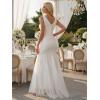 image:imageEverPretty Womens VNeck Sleeveless Sequin Lace Wedding Dress Train Length Mermaid Bridal Gown with Train 02763White