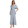 image:imageEverPretty Womens Strapless Short Sleeves Formal Wedding Guest Dress Knit Maxi Sheath Bridemaid Dresses 02693Ice Blue