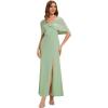 image:imageEverPretty Womens Strapless Short Sleeves Formal Wedding Guest Dress Knit Maxi Sheath Bridemaid Dresses 02693Mint Green