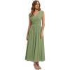 image:imageEverPretty Womens VNeck Sleeveless Ruched Waist ALine Midi Knit Wedding Guest Dress Semi Formal Dress 02734Sage Green