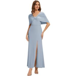 image:imageEverPretty Womens Strapless Short Sleeves Formal Wedding Guest Dress Knit Maxi Sheath Bridemaid Dresses 02693Ice Blue