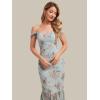 image:imageEverPretty Womens Summer Chiffon Square Neck Sleeveless Wedding Guest Dress Tea Length Mermaid Floral Cocktail DressesAmber Bloom