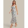 image:imageEverPretty Womens Summer Chiffon Square Neck Sleeveless Wedding Guest Dress Tea Length Mermaid Floral Cocktail DressesAmber Bloom