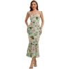 image:imageEverPretty Womens Summer Chiffon Square Neck Sleeveless Wedding Guest Dress Tea Length Mermaid Floral Cocktail DressesLight Green Floral