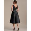 image:imageEverPretty Womens VNeck Sleeveless Summer Cocktail Dress Satin Midi Semi Formal Wedding Guest Dresses with Pocket 02774Black