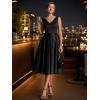 image:imageEverPretty Womens VNeck Sleeveless Summer Cocktail Dress Satin Midi Semi Formal Wedding Guest Dresses with Pocket 02774Black