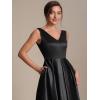 image:imageEverPretty Womens VNeck Sleeveless Summer Cocktail Dress Satin Midi Semi Formal Wedding Guest Dresses with Pocket 02774Black