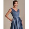 image:imageEverPretty Womens VNeck Sleeveless Summer Cocktail Dress Satin Midi Semi Formal Wedding Guest Dresses with Pocket 02774Dusty Blue