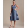 image:imageEverPretty Womens VNeck Sleeveless Summer Cocktail Dress Satin Midi Semi Formal Wedding Guest Dresses with Pocket 02774Dusty Blue