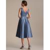 image:imageEverPretty Womens VNeck Sleeveless Summer Cocktail Dress Satin Midi Semi Formal Wedding Guest Dresses with Pocket 02774Dusty Blue