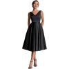 image:imageEverPretty Womens VNeck Sleeveless Summer Cocktail Dress Satin Midi Semi Formal Wedding Guest Dresses with Pocket 02774Black