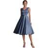 image:imageEverPretty Womens VNeck Sleeveless Summer Cocktail Dress Satin Midi Semi Formal Wedding Guest Dresses with Pocket 02774Dusty Blue