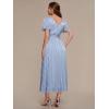 image:imageEverPretty Womens Shimmer V Neck Midi Wedding Guest Dress ALine Ruffle Sleeve Party Semi Formal Dresses 02770Dusty Blue