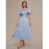 image:imageEverPretty Womens Shimmer V Neck Midi Wedding Guest Dress ALine Ruffle Sleeve Party Semi Formal Dresses 02770Dusty Blue