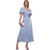 image:imageEverPretty Womens Shimmer V Neck Midi Wedding Guest Dress ALine Ruffle Sleeve Party Semi Formal Dresses 02770Dusty Blue