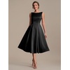 image:imageEverPretty Womens Crew Neck Summer Semi Formal Dresses Satin Sleeveless ALine Cocktail Wedding Guest Dress 02775Black