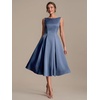 image:imageEverPretty Womens Crew Neck Summer Semi Formal Dresses Satin Sleeveless ALine Cocktail Wedding Guest Dress 02775Dusty Blue