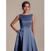 image:imageEverPretty Womens Crew Neck Summer Semi Formal Dresses Satin Sleeveless ALine Cocktail Wedding Guest Dress 02775Dusty Blue