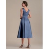 image:imageEverPretty Womens Crew Neck Summer Semi Formal Dresses Satin Sleeveless ALine Cocktail Wedding Guest Dress 02775Dusty Blue