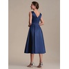 image:imageEverPretty Womens Crew Neck Summer Semi Formal Dresses Satin Sleeveless ALine Cocktail Wedding Guest Dress 02775Navy Blue