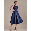 image:imageEverPretty Womens Crew Neck Summer Semi Formal Dresses Satin Sleeveless ALine Cocktail Wedding Guest Dress 02775Navy Blue