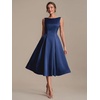 image:imageEverPretty Womens Crew Neck Summer Semi Formal Dresses Satin Sleeveless ALine Cocktail Wedding Guest Dress 02775Navy Blue