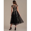 image:imageEverPretty Womens Sequin Tulle Midi Wedding Guest Dresses Cap Sleeve A Line Cocktail Party Semi Formal Dress 02778Black Gold