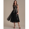 image:imageEverPretty Womens Sequin Tulle Midi Wedding Guest Dresses Cap Sleeve A Line Cocktail Party Semi Formal Dress 02778Black Gold