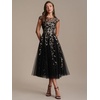 image:imageEverPretty Womens Sequin Tulle Midi Wedding Guest Dresses Cap Sleeve A Line Cocktail Party Semi Formal Dress 02778Black Gold