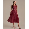 image:imageEverPretty Womens Sequin Tulle Midi Wedding Guest Dresses Cap Sleeve A Line Cocktail Party Semi Formal Dress 02778Burgundy