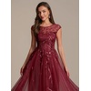 image:imageEverPretty Womens Sequin Tulle Midi Wedding Guest Dresses Cap Sleeve A Line Cocktail Party Semi Formal Dress 02778Burgundy