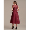 image:imageEverPretty Womens Sequin Tulle Midi Wedding Guest Dresses Cap Sleeve A Line Cocktail Party Semi Formal Dress 02778Burgundy