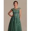 image:imageEverPretty Womens Sequin Tulle Midi Wedding Guest Dresses Cap Sleeve A Line Cocktail Party Semi Formal Dress 02778Eucalyptus