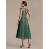 image:imageEverPretty Womens Sequin Tulle Midi Wedding Guest Dresses Cap Sleeve A Line Cocktail Party Semi Formal Dress 02778Eucalyptus