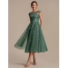 image:imageEverPretty Womens Sequin Tulle Midi Wedding Guest Dresses Cap Sleeve A Line Cocktail Party Semi Formal Dress 02778Eucalyptus