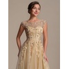 image:imageEverPretty Womens Sequin Tulle Midi Wedding Guest Dresses Cap Sleeve A Line Cocktail Party Semi Formal Dress 02778Gold