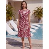 image:imageEverPretty Womens Short Sleeve Summer Casual Vacation Dress Floral Print Pleated Semi Formal Dresses 50006Burgundy