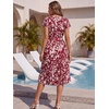 image:imageEverPretty Womens Short Sleeve Summer Casual Vacation Dress Floral Print Pleated Semi Formal Dresses 50006Burgundy