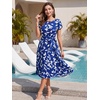 image:imageEverPretty Womens Short Sleeve Summer Casual Vacation Dress Floral Print Pleated Semi Formal Dresses 50006Sky Blue