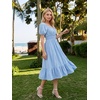 image:imageEverPretty Womens Square Neck Short Sleeve Wedding Guest Dresses Midi Summer Casual Dress 50005Blue
