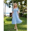 image:imageEverPretty Womens Square Neck Short Sleeve Wedding Guest Dresses Midi Summer Casual Dress 50005Blue