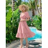 image:imageEverPretty Womens Square Neck Short Sleeve Wedding Guest Dresses Midi Summer Casual Dress 50005Pink