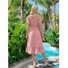 image:imageEverPretty Womens Square Neck Short Sleeve Wedding Guest Dresses Midi Summer Casual Dress 50005Pink