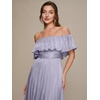 image:imageEverPretty Womens Summer Maxi Wedding Guest Dress Off The Shoulder Short Sleeves Semi Formal Dresses 02803Frosted Lilac