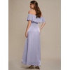 image:imageEverPretty Womens Summer Maxi Wedding Guest Dress Off The Shoulder Short Sleeves Semi Formal Dresses 02803Frosted Lilac
