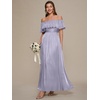 image:imageEverPretty Womens Summer Maxi Wedding Guest Dress Off The Shoulder Short Sleeves Semi Formal Dresses 02803Frosted Lilac